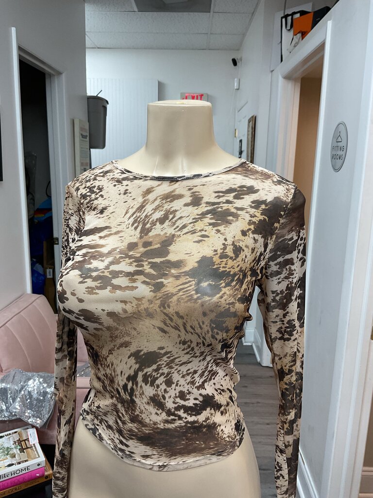 BCBG Maxazria (S) Animal Print Top