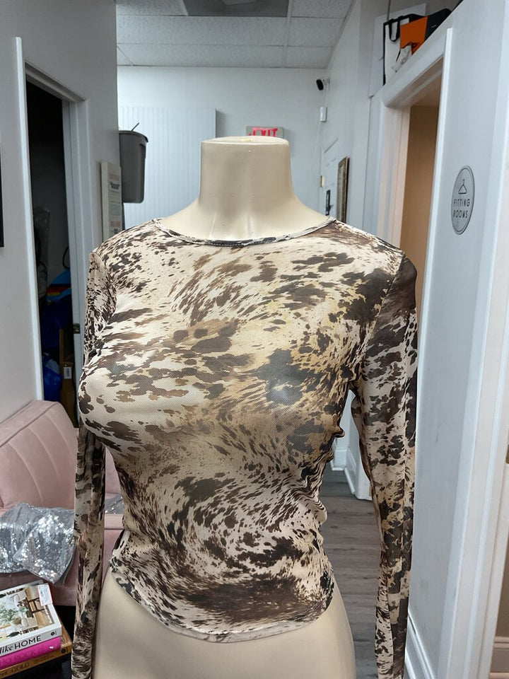 BCBG Maxazria (S) Animal Print Top