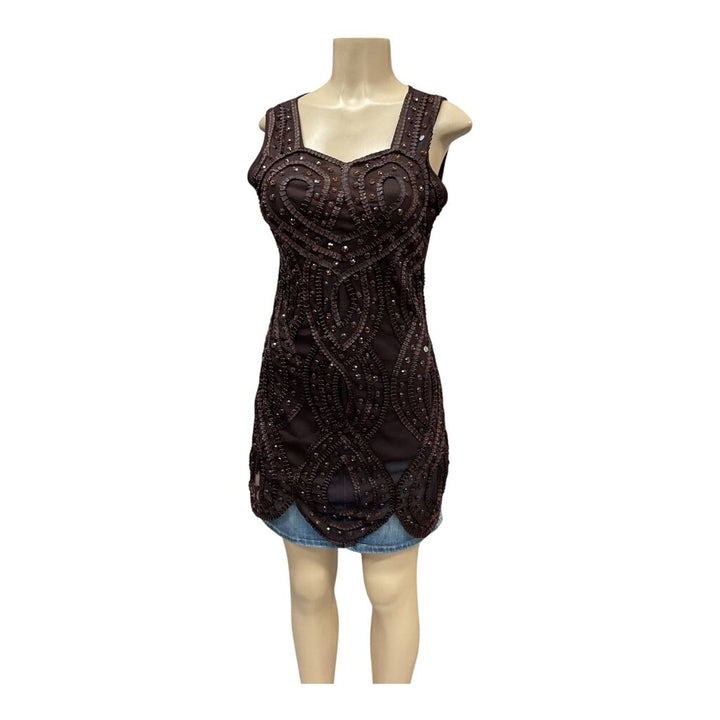 Runway (L/XL) Brown Sequin Mini Dress