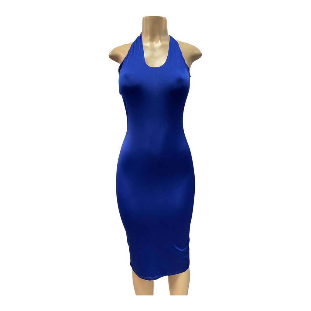 Fashionova (Large) Blue Halter Fitted Dress