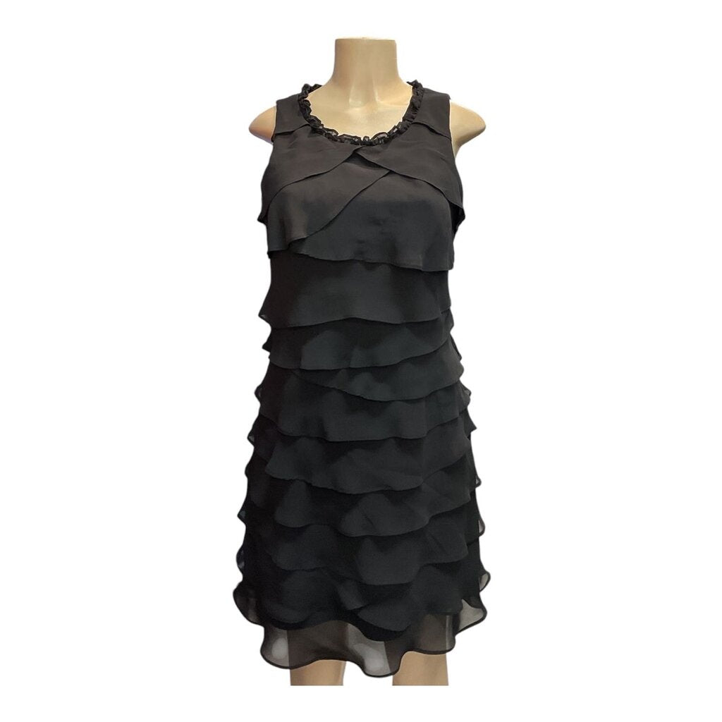 S.L Fashions (12) Black Midi Flutter Dress – Memories On Wayberry Consignment
