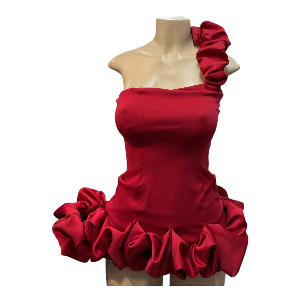 Fashionova (XS) Red Mini Ruffled Dress