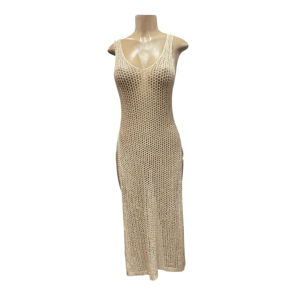 Fashionova (Med) Tan Crocheted Dress