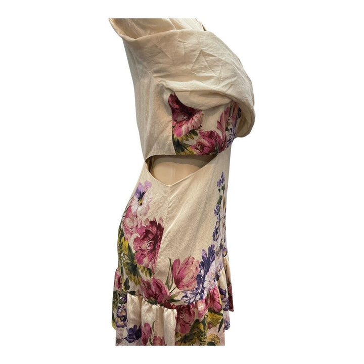 Express (Med) Tan L/S Peek A Boo Midi Dress
