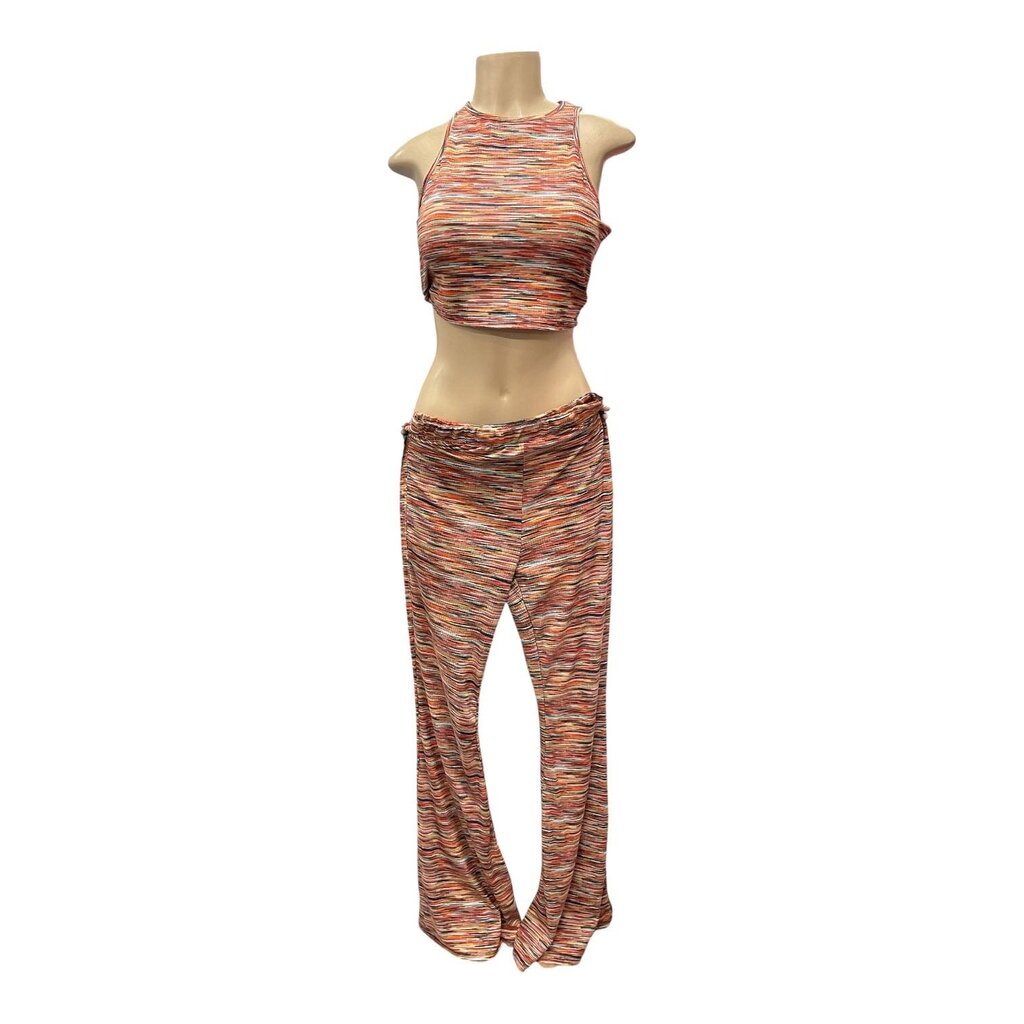 Fashionova (Med) Striped Bell Bottom Sleeveless Two Piece