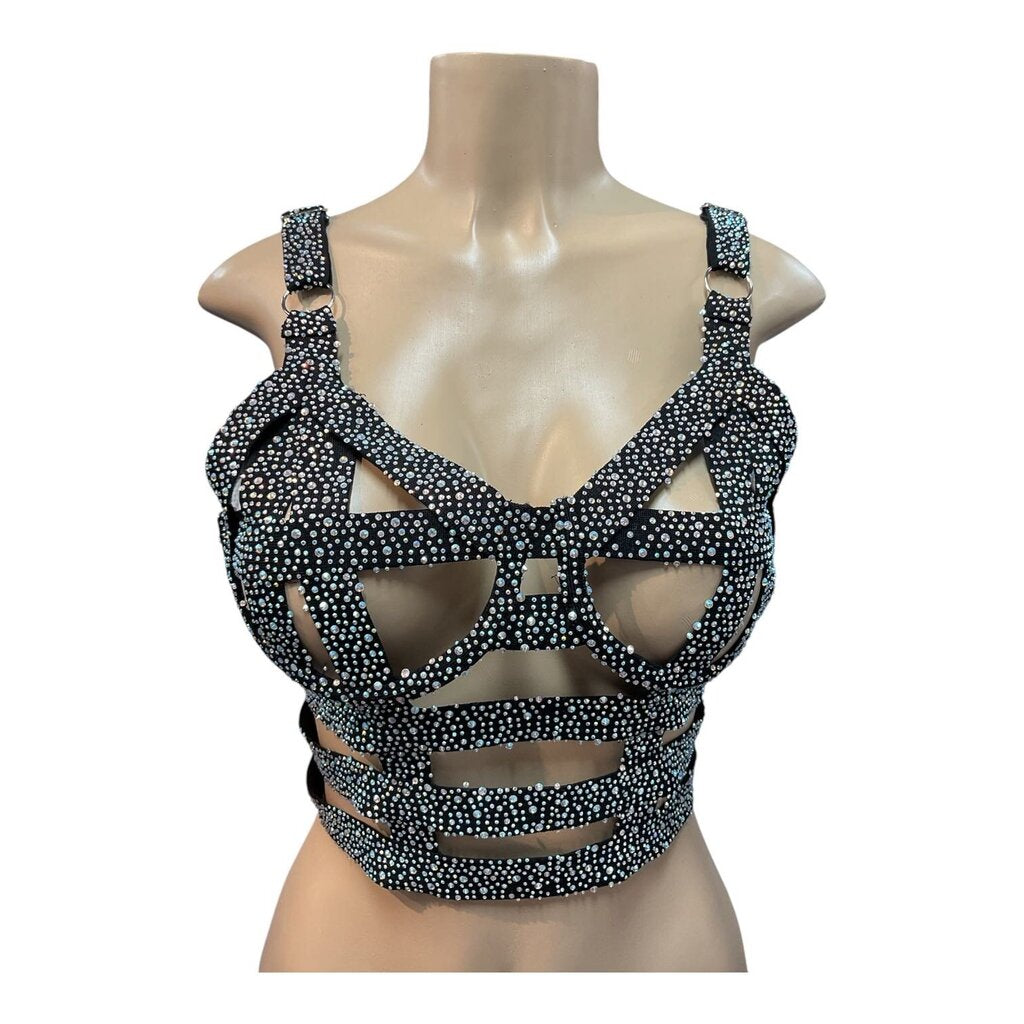 Akira (Med) Black Rhinestone Bustier
