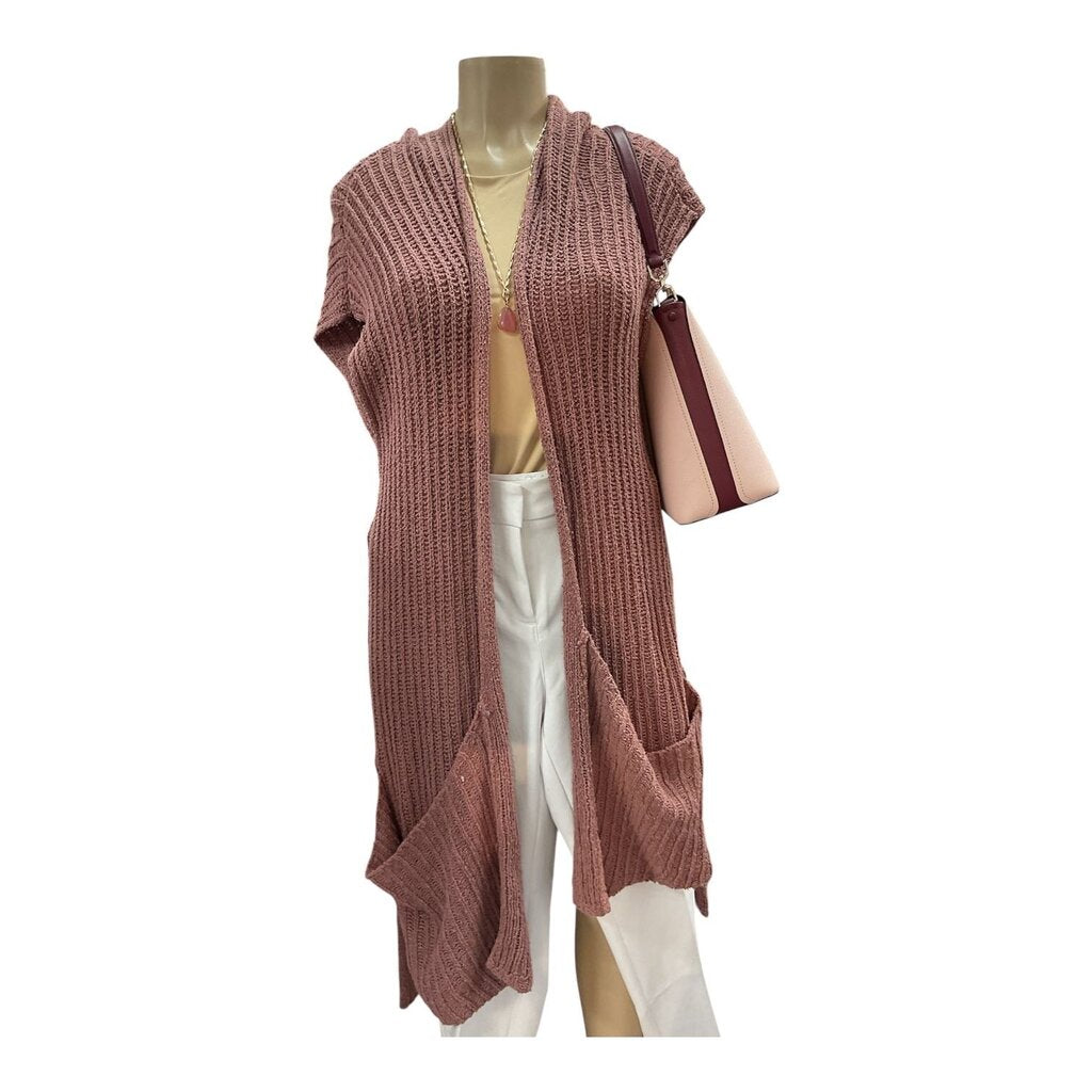 Free People (Small) Pink Sleeveless Long Cardigan