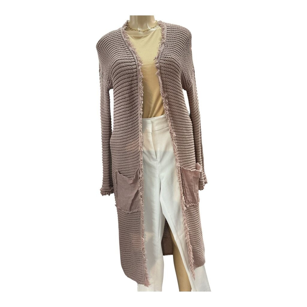 Free People (XS) Light Pink Long Woven Cardigan