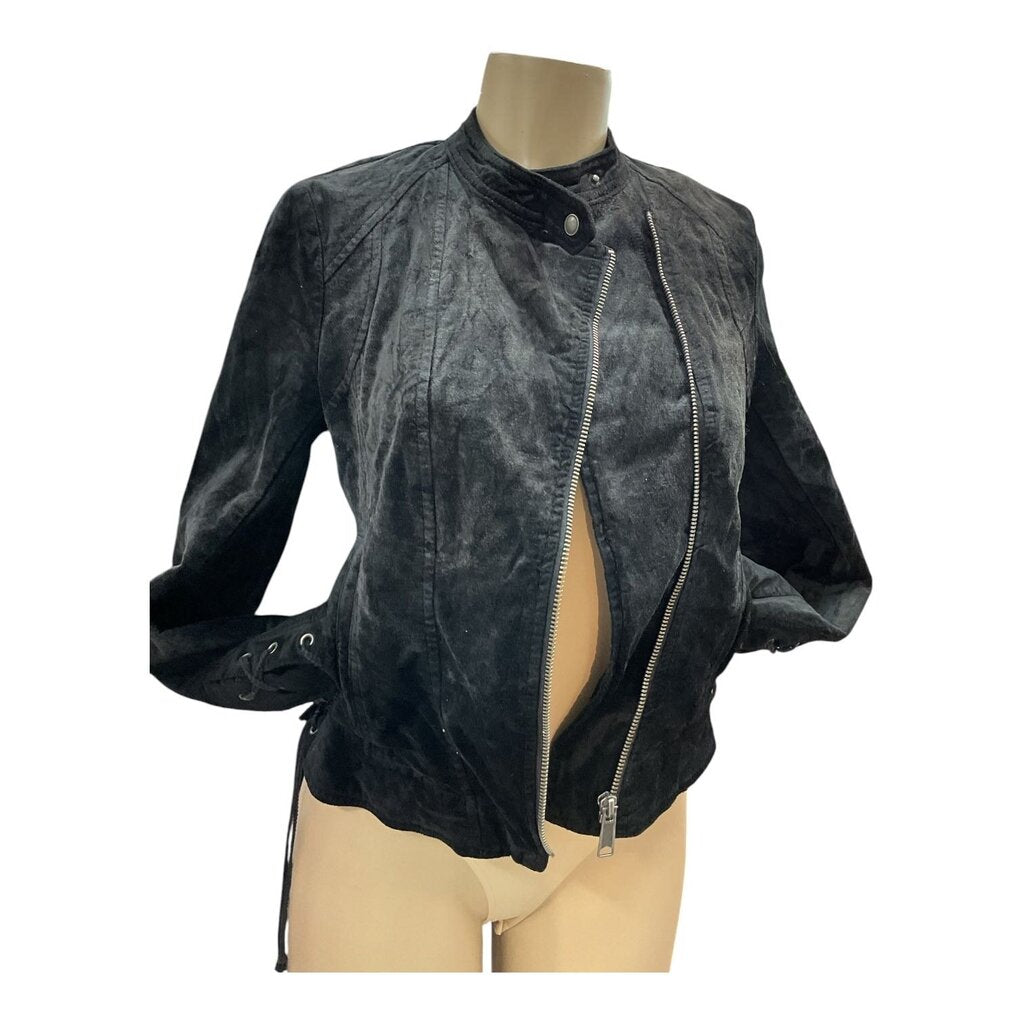 Free People (XS) Black Suede Moto Jacket