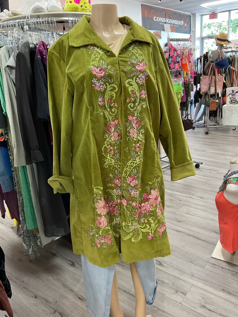 AMI (1X) Green Corduroy Unique Jacket
