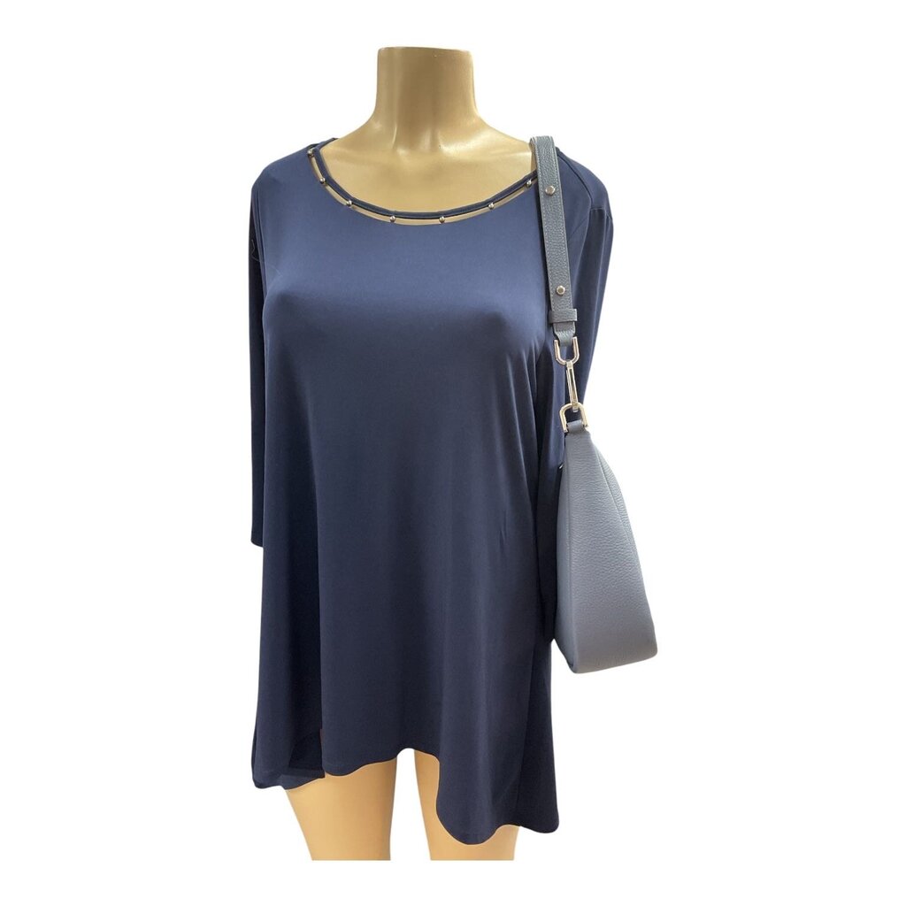 Chicos (1) Blue Bedazzled Neck Blouse