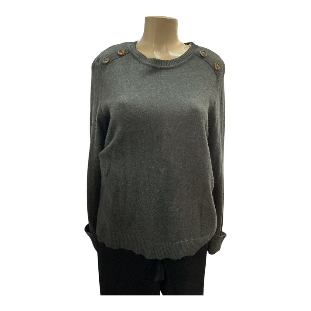 Pink Clover (XL) Grey L/S Sweater w/Buttons