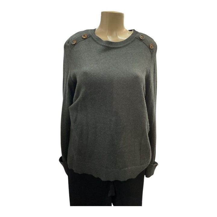 Pink Clover (XL) Grey L/S Sweater w/Buttons