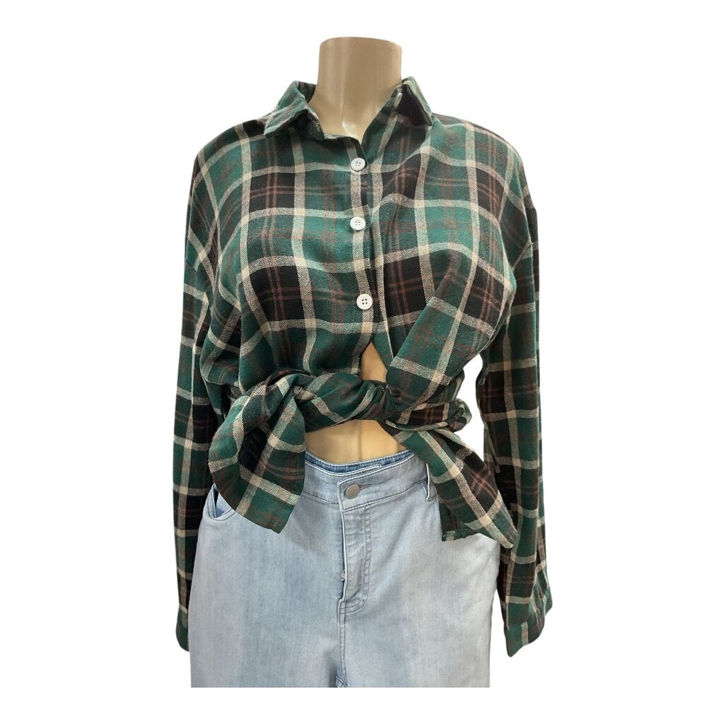 Green (XL) Plaid L/S Button Down