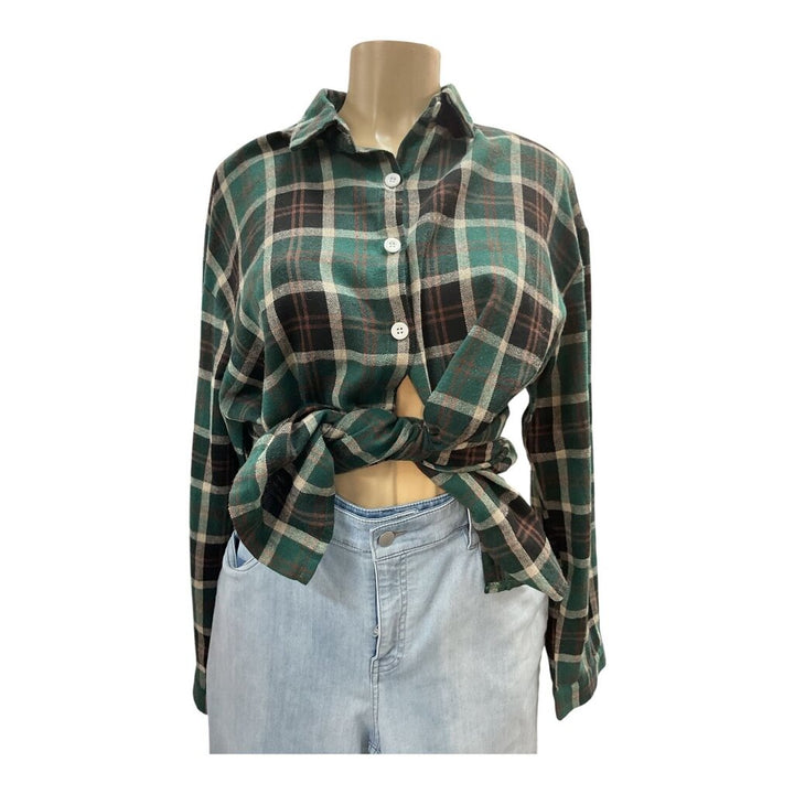 Green (XL) Plaid L/S Button Down