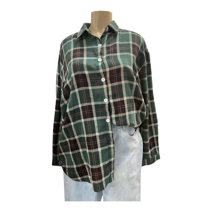 Green (XL) Plaid L/S Button Down