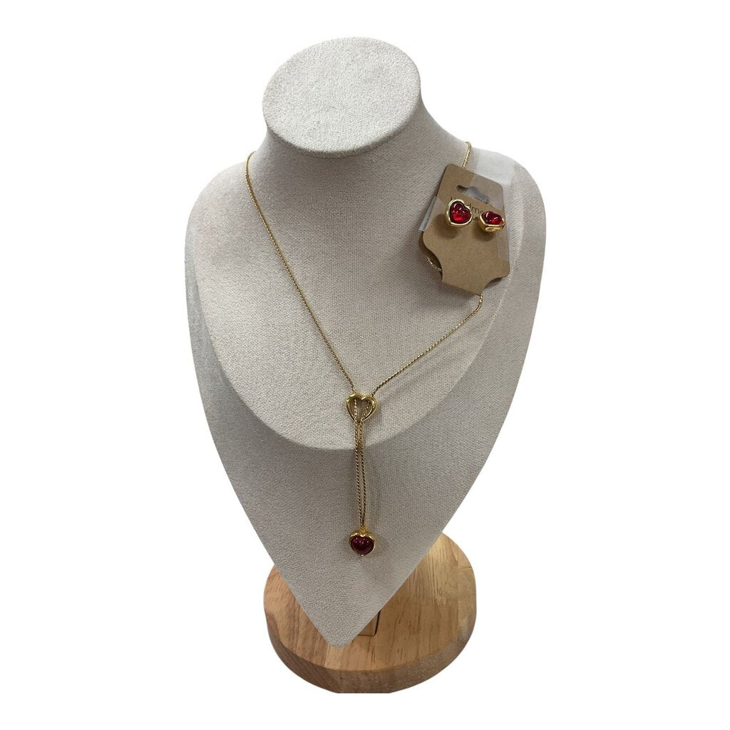 Red Gold Necklace and Pendant Earrings