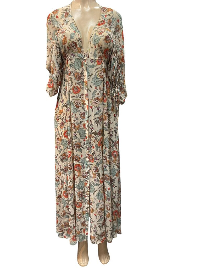 Free People (Small) Floral Sheer Long Dress