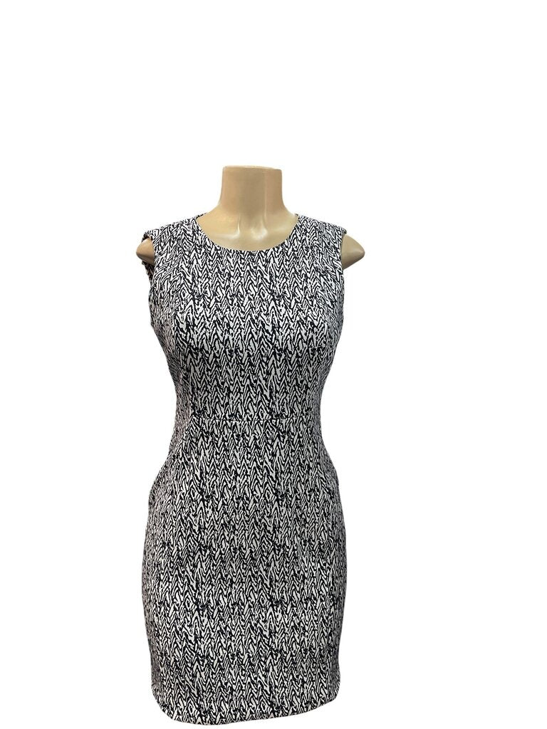 Calvin Klein (6P) Blue and White Sleeveless Sheath Dress