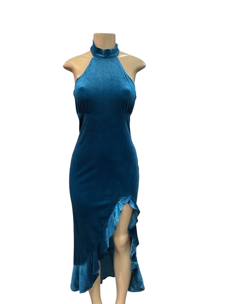 Aigeman (4-6) Blue Velour Halter Dress