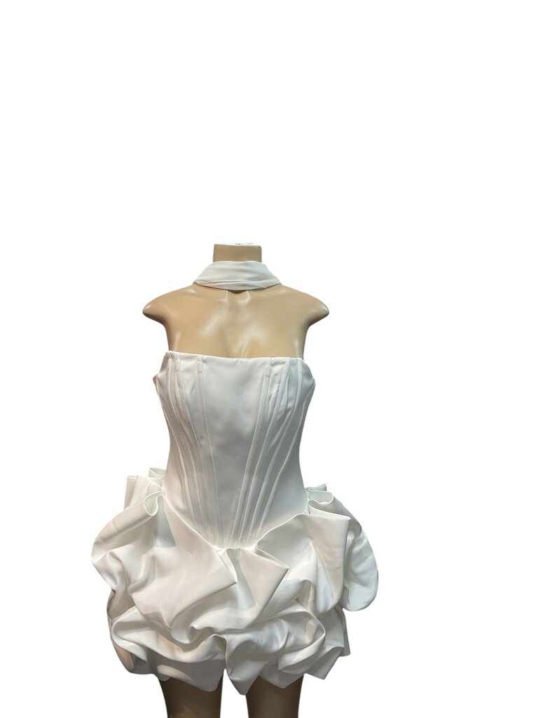 Fashionova (XS) White Bubble Satin Mini Dress