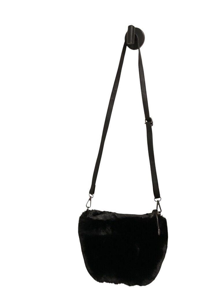 Black Fuzzy Midi Crossbody
