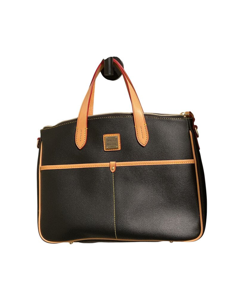 Dooney and Bourke Black Leather Satchel Snap Pocket