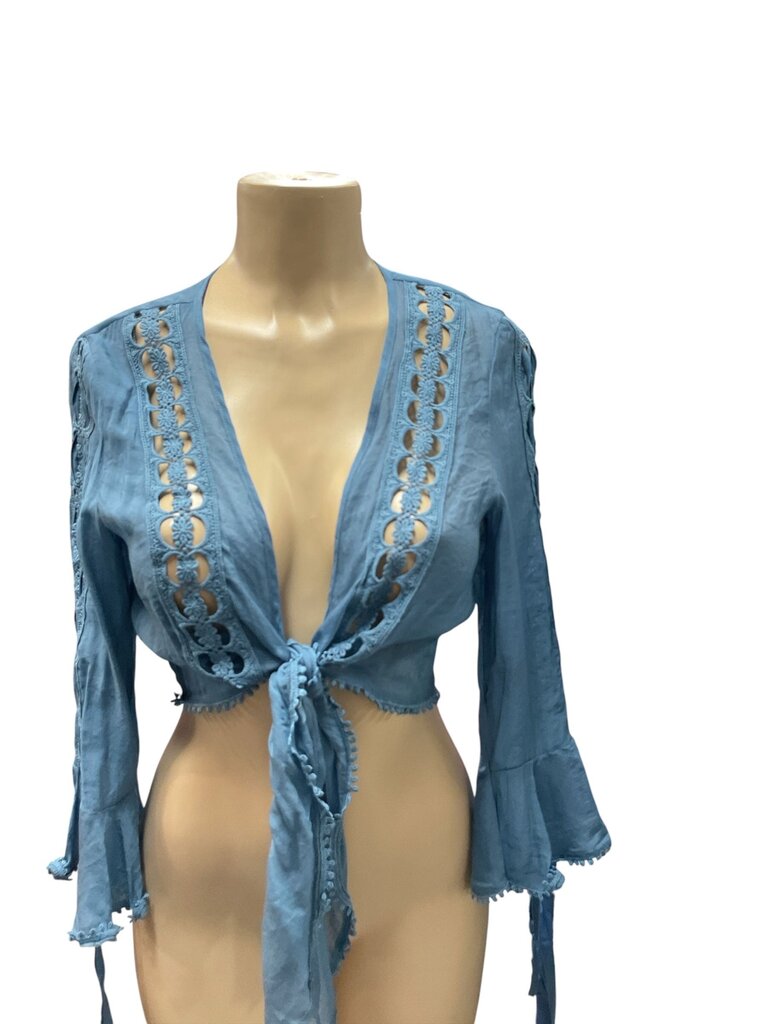 Elan (Small) Blue Mini Wrap L/S Sheer NEW