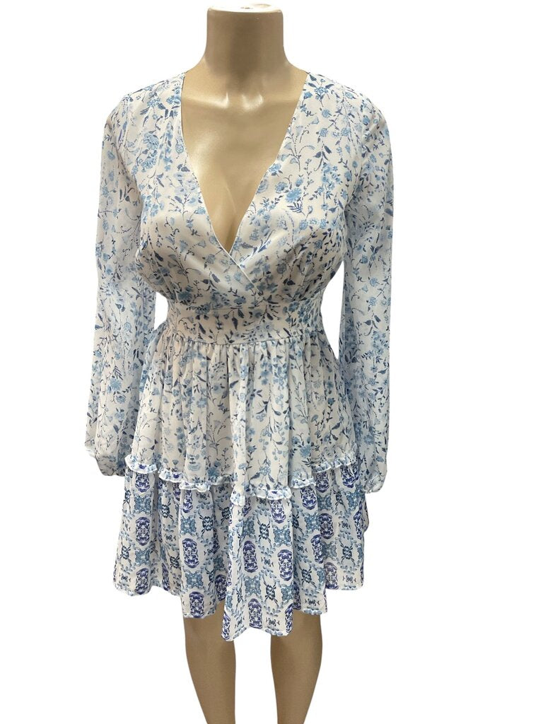 Japna (Small) Blue and White Floral Dress