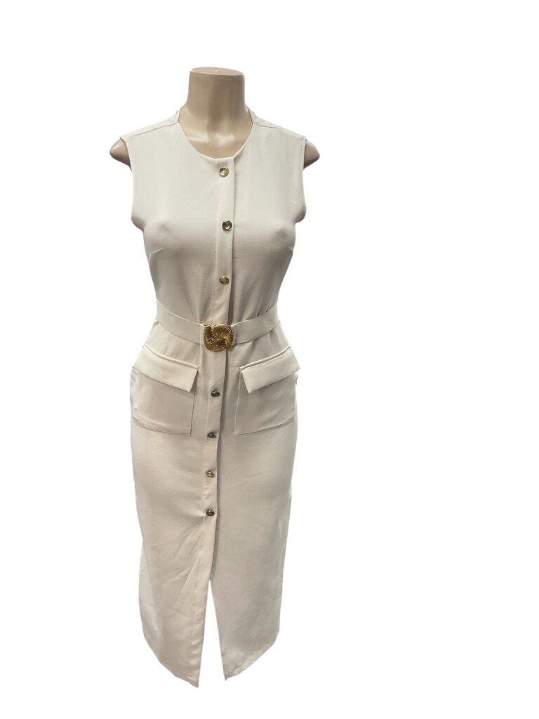 Zara (Small) Cream Button Down Dress w/Gold Buttons and Belt