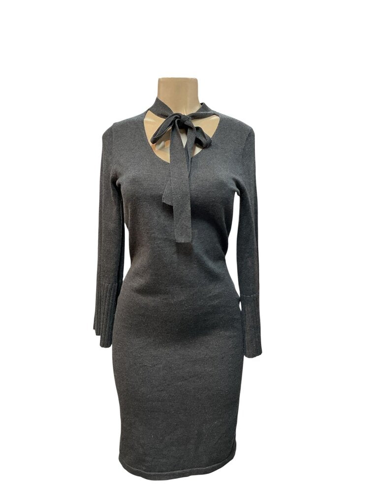 Max Studio (Small) Grey Bow Neck L/S Sweater Dress