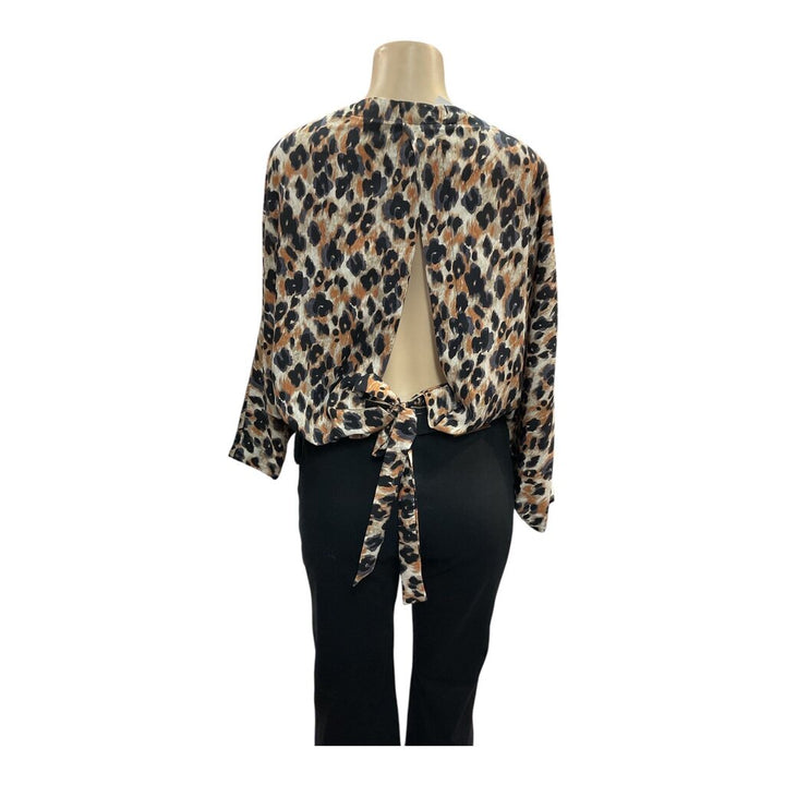 Harlowe and Graham (Small) Tan and Black Satin Blouse