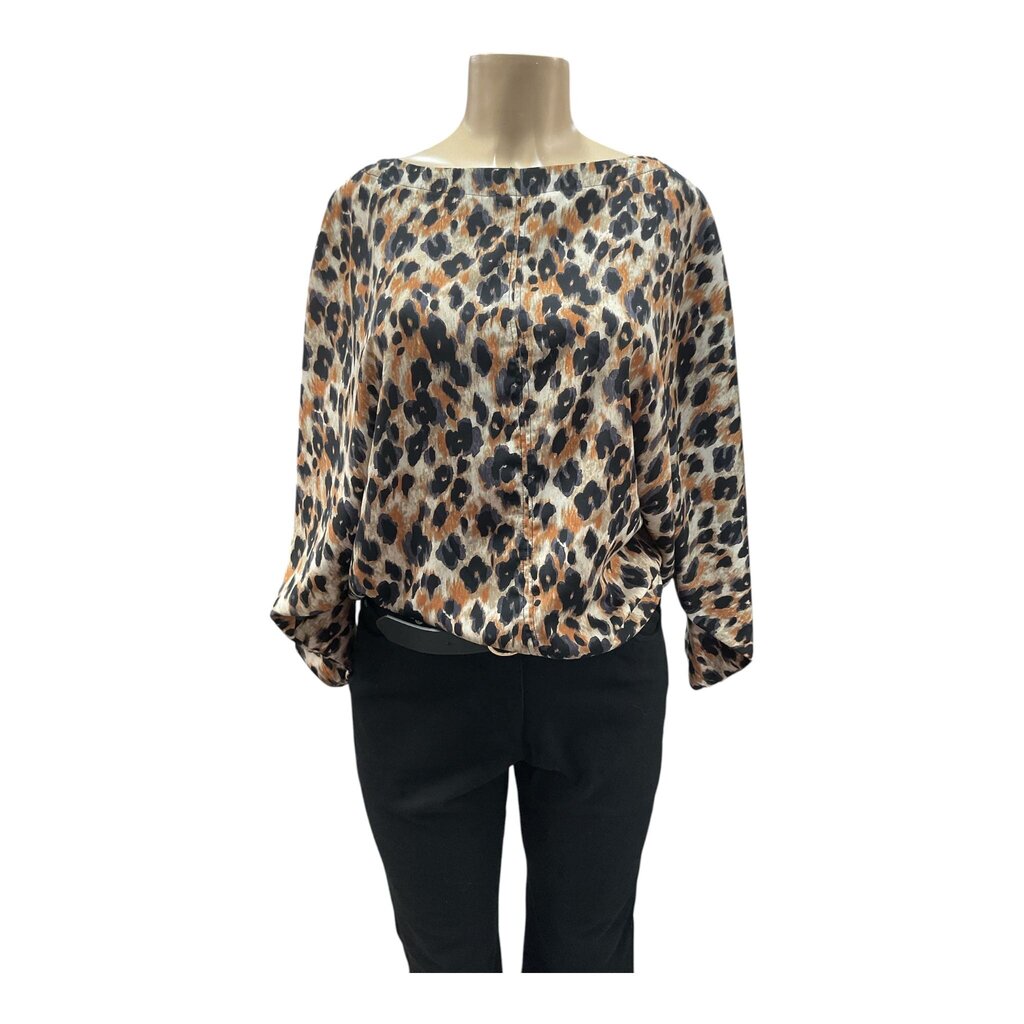 Harlowe and Graham (Small) Tan and Black Satin Blouse