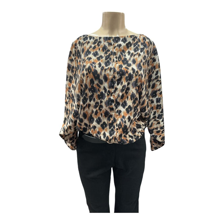 Harlowe and Graham (Small) Tan and Black Satin Blouse