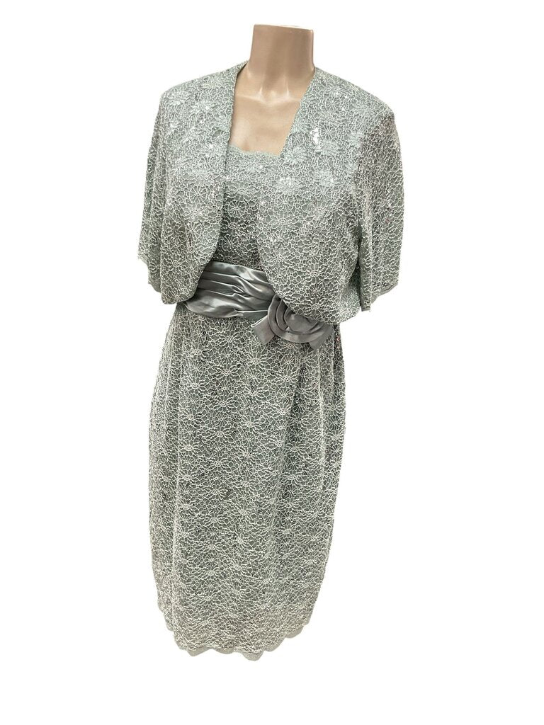 R and M Richards (14w) Green Two-Piece Sequin Dress