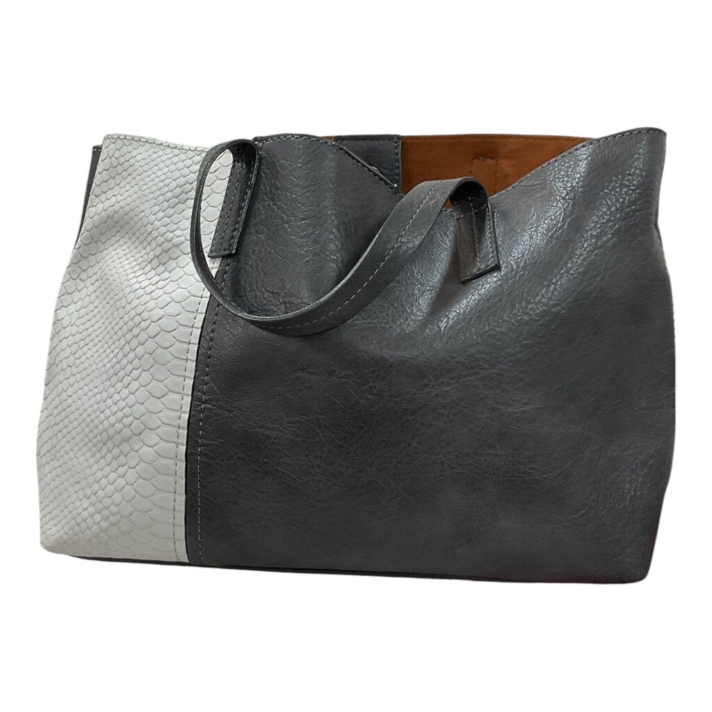 MOW TWO TONE FAUX LEATHER TOTE BAG