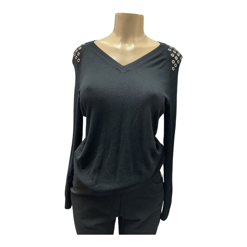 Michael Kors (Med) Black Sweater w/Silver Rings