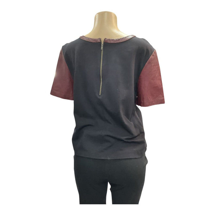 Halogen (XL) Wine Leather S/S Shirt w/black Sides