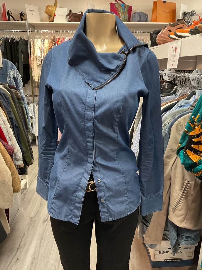 Walter Voulaz (40) Denim L/S Off Shoulder Blouse