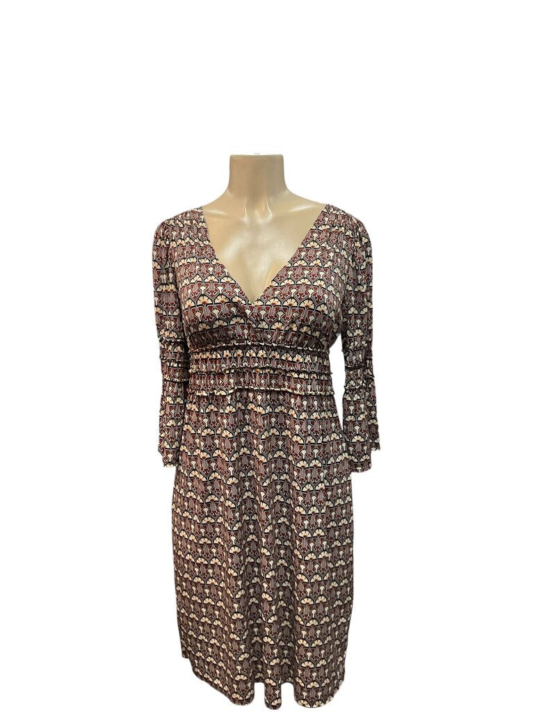 Max Studio (Med) Printed 3/4 Sleeve Midi Dress