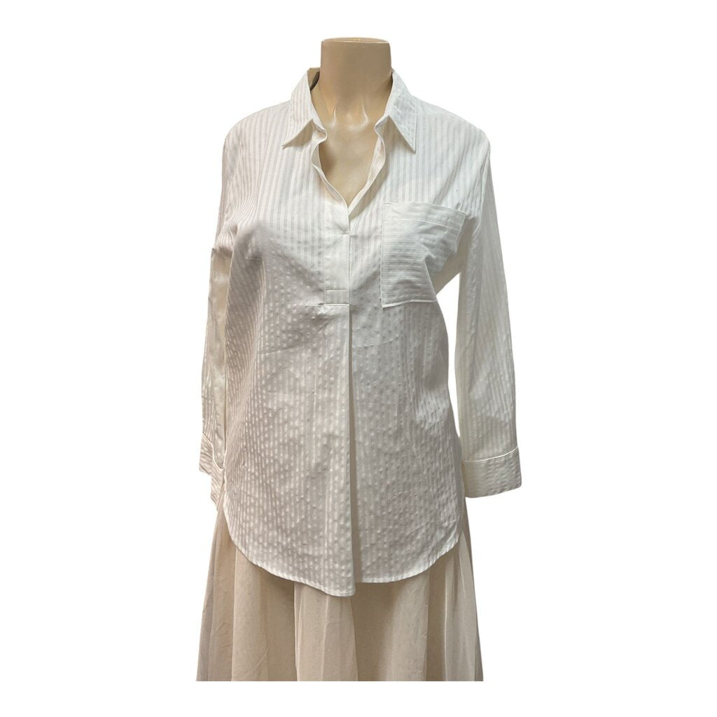 Liz Claiborne (Med) White L/S Blouse