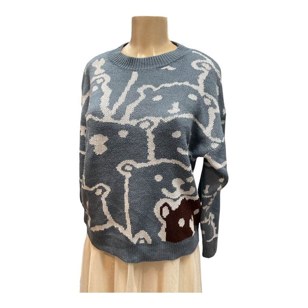 Shijasi (Med) Blue and White Crew Neck Sweater L/S