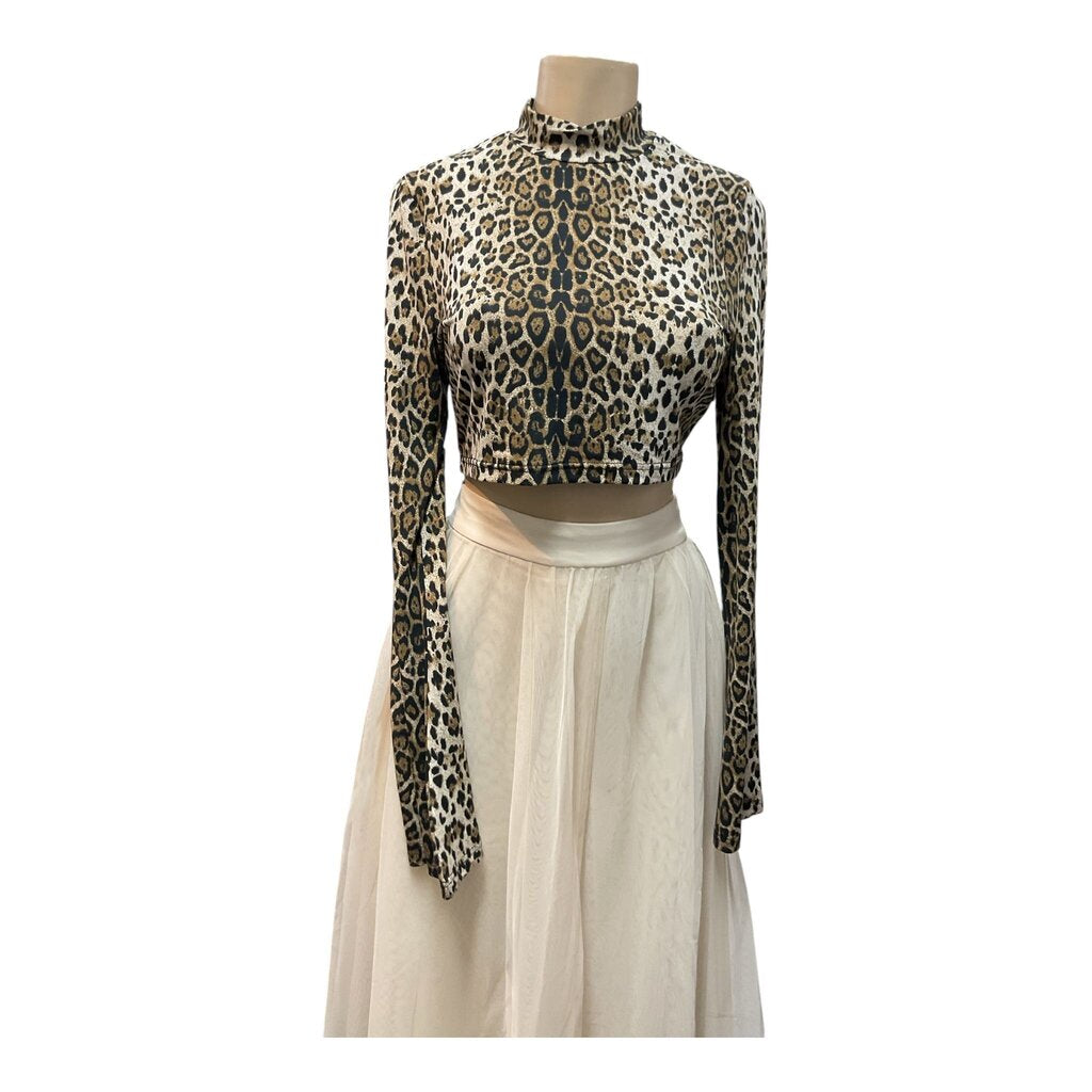 Rehab (Large) Cheetah Print Midriff LS Top