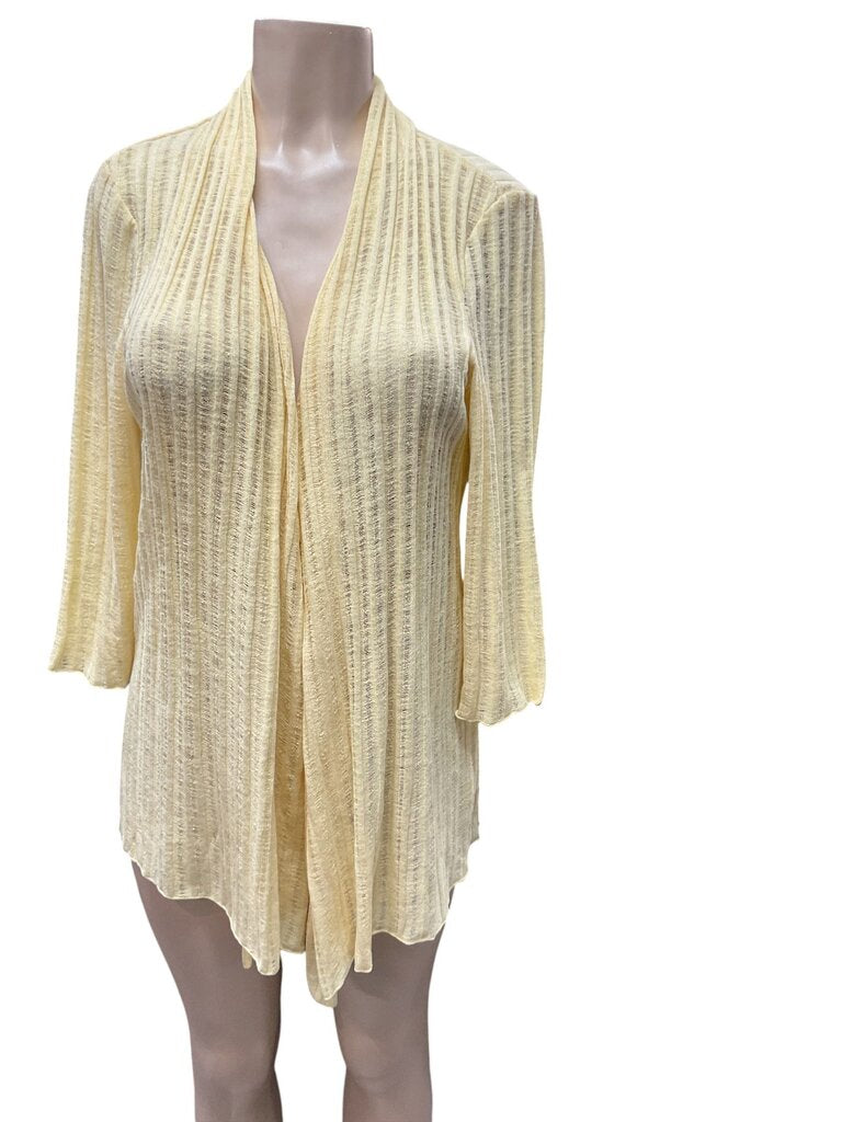 JM Collection (Med) Yellow Open Cardigan