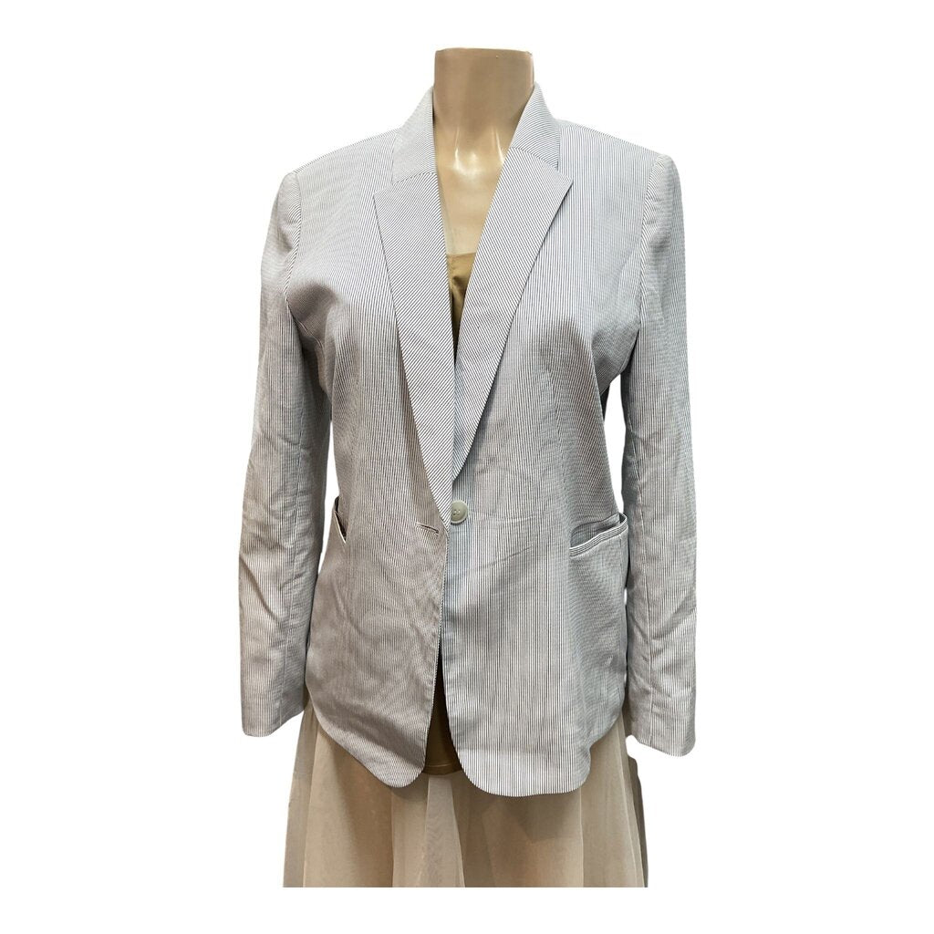 Antonio Melani (10) Blue and White Striped Blazer