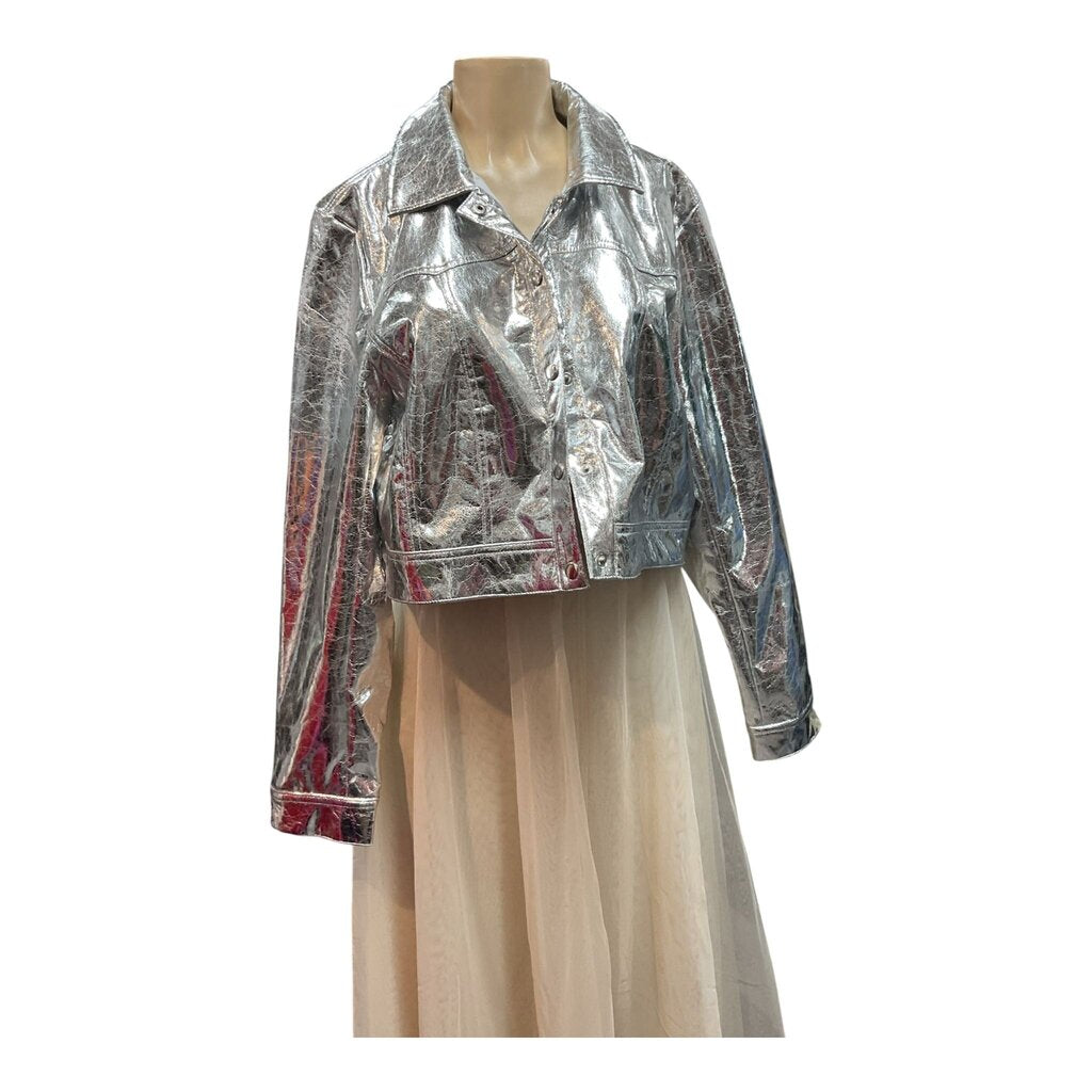 Forever 21+ 2X NEW Silver Bomber Jacket