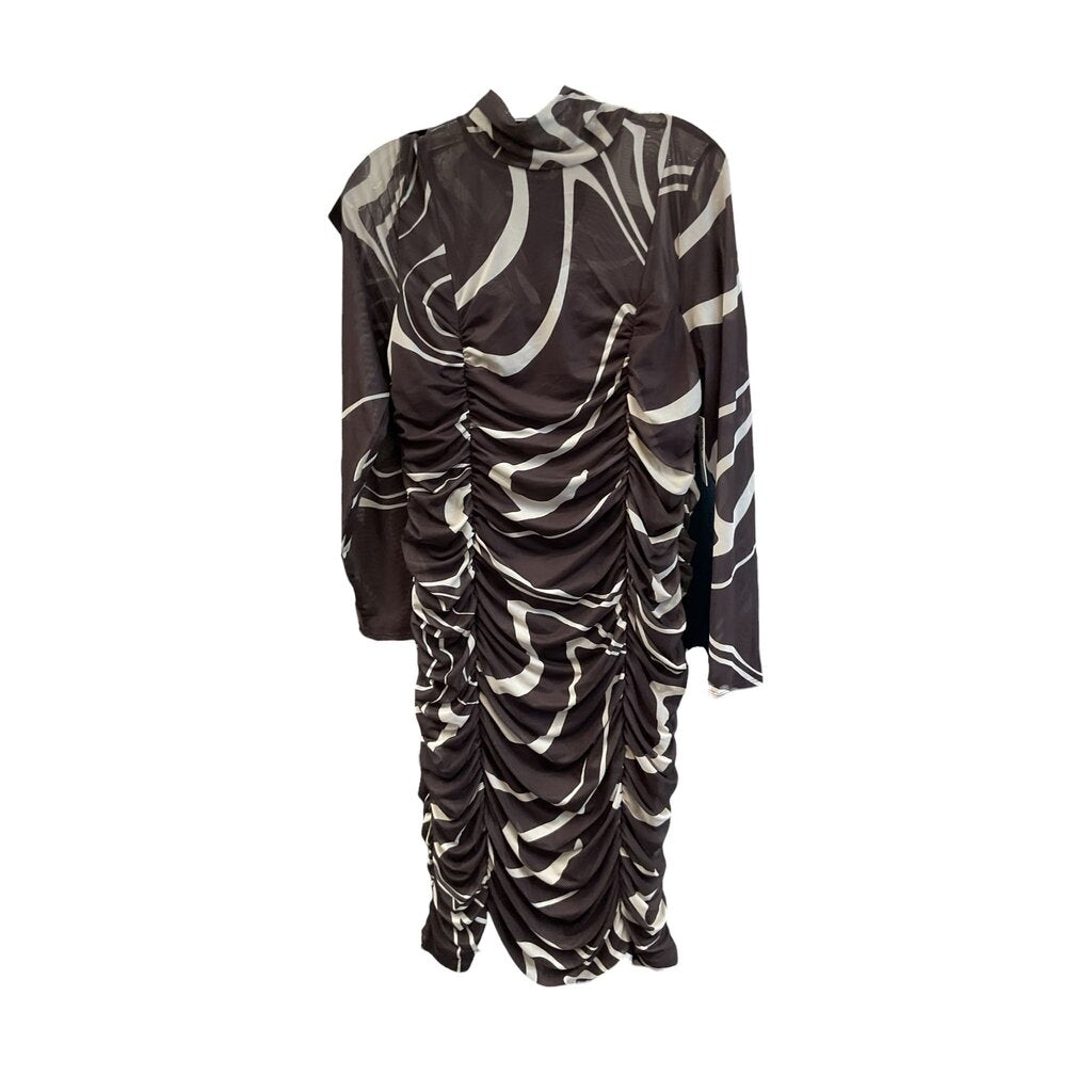 Nine West (XXL) Brown and Tan Sheer Two Piece Dress Fitted