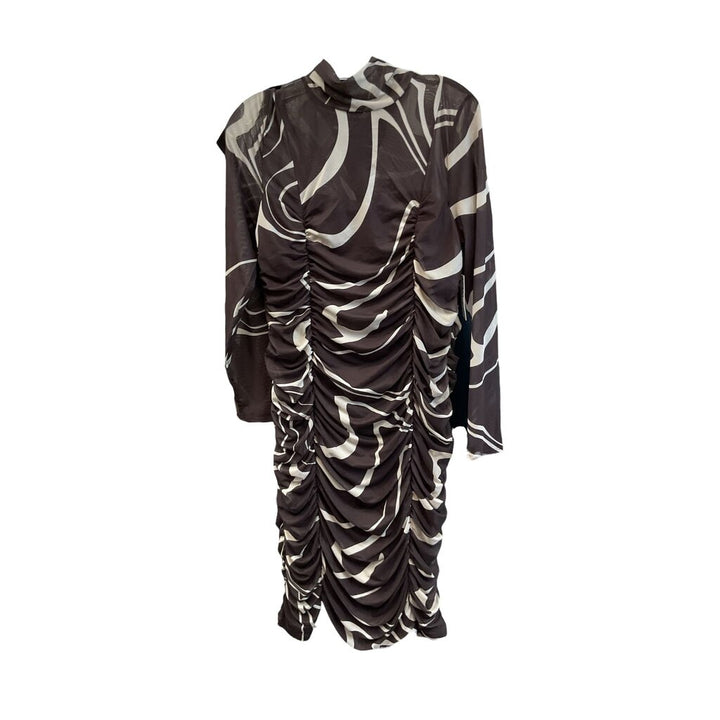 Nine West (XXL) Brown and Tan Sheer Two Piece Dress Fitted
