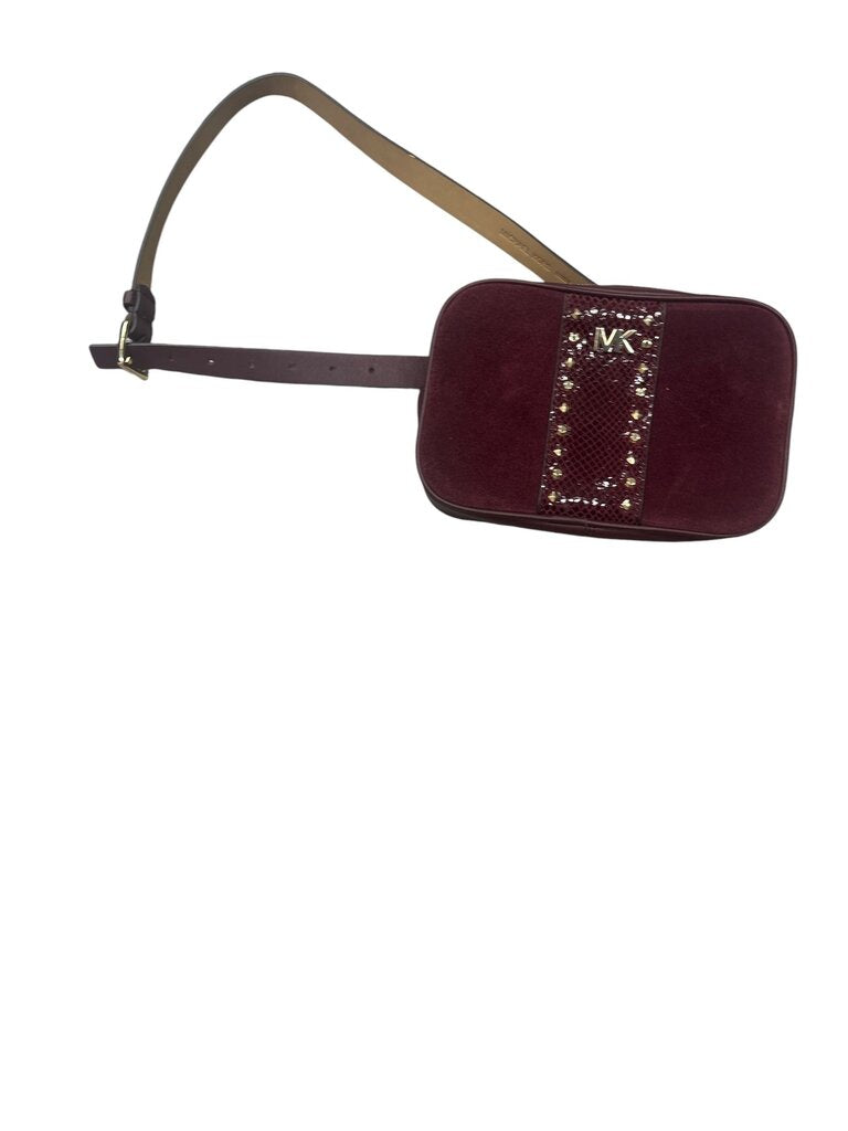 Michael Kors Burgundy Suede and Snakeskin Belt Bag
