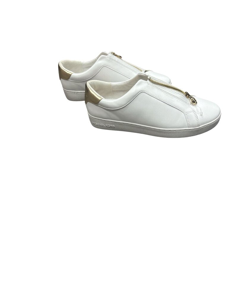 Michael Kors (10) White Leather Sneakers Zippered